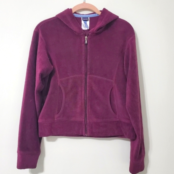 Vintage Patagonia Rhythm Bordeaux Fleece Zip Up Hoodie Jacket Y2K Women's Small - Picture 1 of 9